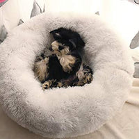 Cama redonda de felpa suave y moderna WonderKathy para gatos o perros pequeños, cama de tamaño mediano para perros, gatos y gatos que se calientan solo, para otoño e invierno, para interior y para dormir, acogedora, para gatitos - BESTMASCOTA.COM