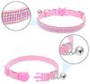 OFPUPPY Collar de gato con campana, 2 piezas, collar ajustable seguro para mascota, collar de terciopelo con diamantes de imitación - BESTMASCOTA.COM