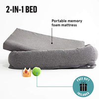 BarkBox - Cama de espuma viscoelástica para perro, alivio de articulaciones ortopédicas de felpa, 2 – 1 caja o cama de almohada, lavable a máquina + funda extraíble; forro impermeable, incluye juguete chirriador - BESTMASCOTA.COM