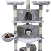 Hey-bro - Árbol para gatos con postes de sisal, 2 condominios de felpa más grandes, hamaca para gatitos, gatos y mascotas de 65 pulgadas - BESTMASCOTA.COM