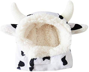 Negro y Blanco Pet Sombrero Para Gatos & Perros Pequeños Funny Pet de las Vacas locas cosplay costume con orejas de peluche - BESTMASCOTA.COM