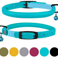 Bronzedog - Collar de piel para gato, con cascabel, color negro, azul, rosa, verde, amarillo y gris - BESTMASCOTA.COM