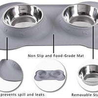 Hubulk - Cuencos para perros, 2 cuencos de acero inoxidable con alfombrilla de silicona antideslizante antiderrames + cuencos de agua y alimentos para alimentar perros pequeños, medianos, grandes, gatos, cachorros - BESTMASCOTA.COM