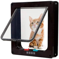 Rikounan Puerta de gato con 4 vías de bloqueo, puertas silenciosas para gatos, puertas grandes para interior y exterior, fácil instalación, puerta de solapa premium para gatos y perros pequeños - BESTMASCOTA.COM