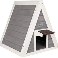 Petsfit - Casa de gato triangular para exteriores con puerta de escape para todos los gatos - BESTMASCOTA.COM