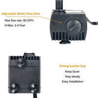 Uniclife 80 GPH Submersible Water Pump UL80 with 6ft Power Cord for Fountain Aquarium Pond Fish Tank Hydroponic - BESTMASCOTA.COM