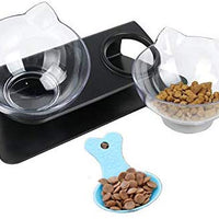 Cuenco elevado para gatos y perros pequeños, cuenco doble con cara de gato - BESTMASCOTA.COM