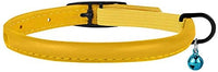 Bronzedog - Collar de piel para gato, con cascabel, color negro, azul, rosa, verde, amarillo y gris - BESTMASCOTA.COM