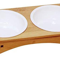 Petsoigné - Cuencos básicos para gatos con soporte de madera para mascotas con soporte de bambú elevado para gatos y cachorros - BESTMASCOTA.COM
