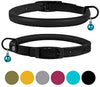 Bronzedog - Collar de piel para gato, con cascabel, color negro, azul, rosa, verde, amarillo y gris - BESTMASCOTA.COM