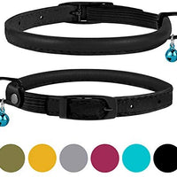 Bronzedog - Collar de piel para gato, con cascabel, color negro, azul, rosa, verde, amarillo y gris - BESTMASCOTA.COM