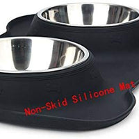 Hubulk - Cuencos para perros, 2 cuencos de acero inoxidable con alfombrilla de silicona antideslizante antiderrames + cuencos de agua y alimentos para alimentar perros pequeños, medianos, grandes, gatos, cachorros - BESTMASCOTA.COM