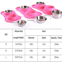 Hubulk - Cuencos para perros, 2 cuencos de acero inoxidable con alfombrilla de silicona antideslizante antiderrames + cuencos de agua y alimentos para alimentar perros pequeños, medianos, grandes, gatos, cachorros - BESTMASCOTA.COM