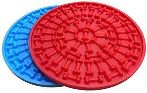 Tysons Pet Treats - 2 almohadillas de limpieza para perros, para baño y aseo lento, dispositivo de distracción, potentes ventosas en la parte posterior, para entrenamiento, simplemente añade mantequilla de maní (rojo y azul) - BESTMASCOTA.COM