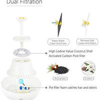 Fuente para mascotas, fuente de agua para gatos, dispensador de agua para gatos y perros, 3 maneras de beber, luz LED azul, alfombrilla y 2 cepillos de limpieza, doble filtración con filtro de carbono y filtro de esponja - BESTMASCOTA.COM