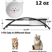 Y YHY cuencos elevados de cerámica para gatos, cuencos de agua o comida para gatos, platos dobles con soporte de metal, diseño de orejas de gato, 12 onzas - BESTMASCOTA.COM