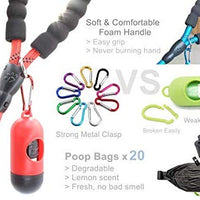 BAAPET Correa antideslizante para perro de 6 pies, antiasfixia con cubierta de cuerda duradera mejorada y asa acolchada cómoda para perros grandes, medianos y pequeños entrenamientos con bolsas de caca y dispensador - BESTMASCOTA.COM