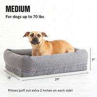 BarkBox - Cama de espuma viscoelástica para perro, alivio de articulaciones ortopédicas de felpa, 2 – 1 caja o cama de almohada, lavable a máquina + funda extraíble; forro impermeable, incluye juguete chirriador - BESTMASCOTA.COM