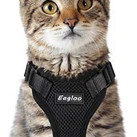 Eagloo Arnés de gato a prueba de escape, arnés de malla suave ajustable para gato con correa reflectante de metal para caminar chaqueta cómoda para mascotas Gatito cachorro conejo - BESTMASCOTA.COM