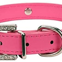 aolove Moda Rhinestones Diamante Flor Ajustable Piel Sintética mascota collares para gatos cachorro perros pequeños - BESTMASCOTA.COM