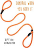 Correa para perro Mighty Paw Slip Rope | 6 pies, talla única, correa de cuerda deslizante. Fácil de poner, no necesita collar o arnés. Cuerda de escalador duradera y resistente a la intemperie con costuras reflectantes (naranja) - BESTMASCOTA.COM