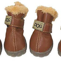 Botas antideslizantes para perros, envío desde Estados Unidos, zapatos calientes para el invierno, antideslizantes, protectores de patas, set de 4 piezas con un anillo de pelo - BESTMASCOTA.COM