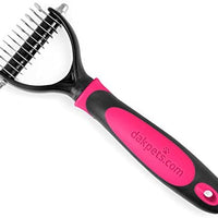 Pet Grooming Tool - 2 Sided Undercoat Rake for Cats & Dogs - Safe Dematting Comb for Easy Mats & Tangles Removing - No More Nasty Shedding and Flying Hair - BESTMASCOTA.COM