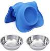 Hubulk - Cuencos para perros, 2 cuencos de acero inoxidable con alfombrilla de silicona antideslizante antiderrames + cuencos de agua y alimentos para alimentar perros pequeños, medianos, grandes, gatos, cachorros - BESTMASCOTA.COM