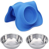 Hubulk - Cuencos para perros, 2 cuencos de acero inoxidable con alfombrilla de silicona antideslizante antiderrames + cuencos de agua y alimentos para alimentar perros pequeños, medianos, grandes, gatos, cachorros - BESTMASCOTA.COM