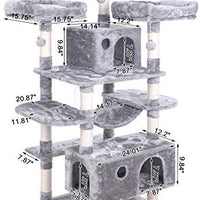 BEWISHOME MMJ03 - Hamaca grande para gatos con postes de sisal para arañar perchas, muebles de torre para gatos, centro de actividades para gatitos - BESTMASCOTA.COM