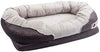 Cama ortopédica gris para perros BarksBar Snuggly Sleeper con espuma ortopédica estriada, cojín con borde acolchado de almohadón extra cómodo y base antideslizante - BESTMASCOTA.COM