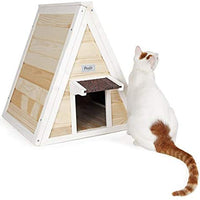 Petsfit - Casa de gato triangular para exteriores con puerta de escape para todos los gatos - BESTMASCOTA.COM