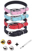 Lumimi - Collar para gato, collar para cachorro, piel auténtica, longitud ajustable, fácil de limpiar, duradero y seguro, incluye cascabel y perforador, multicolor - BESTMASCOTA.COM