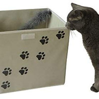 Feline Ruff - Caja de almacenamiento para juguetes de perro, tamaño grande Cesta de almacenamiento de juguetes para mascotas de 16.0 x 12.0 in con tapa. Cubo de lona plegable perfecto para juguetes y accesorios de gato. - BESTMASCOTA.COM