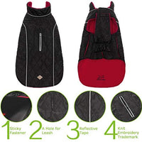 EXPAWLORER - Abrigo de invierno para perro, cálido, cómodo, impermeable, ligero, reversible, clásico, de cuello largo, chaleco de forro polar para el clima frío, para senderismo, al aire libre, rojo y negro - BESTMASCOTA.COM