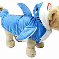 Mogoko - Disfraz de tiburón para perro, gato o gato, para Halloween, Navidad, disfraces, disfraz de tiburón azul Adorable, con capucha y forro polar - BESTMASCOTA.COM