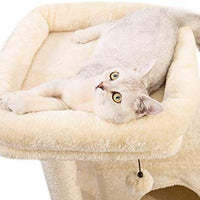 Pawz Road Cat Tree Torre de lujo para gatos con doble condominio, espaciosa percha, postes de sisal completamente envueltos para rascar y bolas reemplazables para colgar - BESTMASCOTA.COM