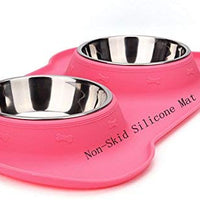 Hubulk - Cuencos para perros, 2 cuencos de acero inoxidable con alfombrilla de silicona antideslizante antiderrames + cuencos de agua y alimentos para alimentar perros pequeños, medianos, grandes, gatos, cachorros - BESTMASCOTA.COM