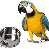Mrli - Comedero de acero inoxidable para pájaros y aves de agua con soporte de abrazadera, para loro, guacamayo, paracaidismo, cacatúas, cacatúas, pájaros, pinzones, jaulas de animales pequeños - BESTMASCOTA.COM