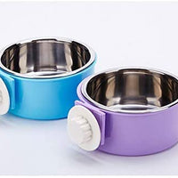 RUBYHOME Comedero para perros, cuenco de agua para mascotas, cuenco de plástico 2 en 1 y cuenco de acero inoxidable, cuenco extraíble para colgar gatos, conejos, pájaros, comida, cuenco perfecto para cajas y jaulas - BESTMASCOTA.COM