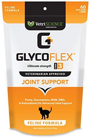 VetriScience Laboratories GlycoFlex 3, Suplemento para cadera y articulaciones de gatos, 60 pastillas de tamaño masticable - BESTMASCOTA.COM