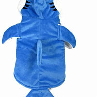 Mogoko - Disfraz de tiburón para perro, gato o gato, para Halloween, Navidad, disfraces, disfraz de tiburón azul Adorable, con capucha y forro polar - BESTMASCOTA.COM