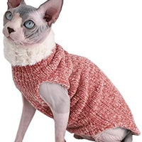 Kitipcoo Sphynx - Ropa de invierno para gatos, abrigo de pelo sintético cálido, abrigo de cuello alto para gatos, pijamas para gatos y perros pequeños, suéteres para gatos sin pelo - BESTMASCOTA.COM