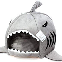Grey Shark Bed for Small Cat Dog Cave Bed With  Removable Cushion,waterproof Bottom - BESTMASCOTA.COM