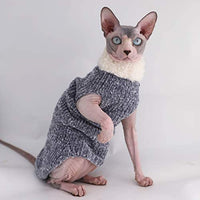 Kitipcoo Sphynx - Ropa de invierno para gatos, abrigo de pelo sintético cálido, abrigo de cuello alto para gatos, pijamas para gatos y perros pequeños, suéteres para gatos sin pelo - BESTMASCOTA.COM