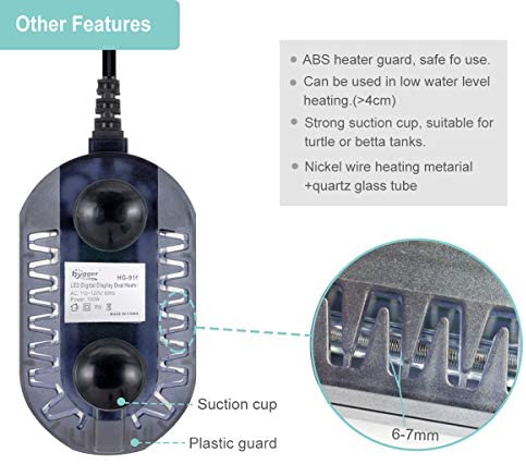 hygger Calentador de acuario totalmente sumergible de 500 W con controlador  de pantalla de temperatura externo, tubos de cuarzo dobles mejorados