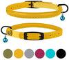 Bronzedog - Collar de piel para gato, con cascabel, color negro, azul, rosa, verde, amarillo y gris - BESTMASCOTA.COM