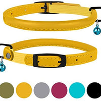 Bronzedog - Collar de piel para gato, con cascabel, color negro, azul, rosa, verde, amarillo y gris - BESTMASCOTA.COM