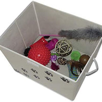 Feline Ruff - Caja de almacenamiento para juguetes de perro, tamaño grande Cesta de almacenamiento de juguetes para mascotas de 16.0 x 12.0 in con tapa. Cubo de lona plegable perfecto para juguetes y accesorios de gato. - BESTMASCOTA.COM