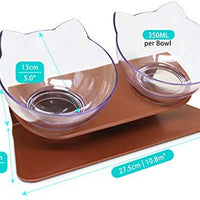 Cuenco elevado para gatos y perros pequeños, cuenco doble con cara de gato - BESTMASCOTA.COM